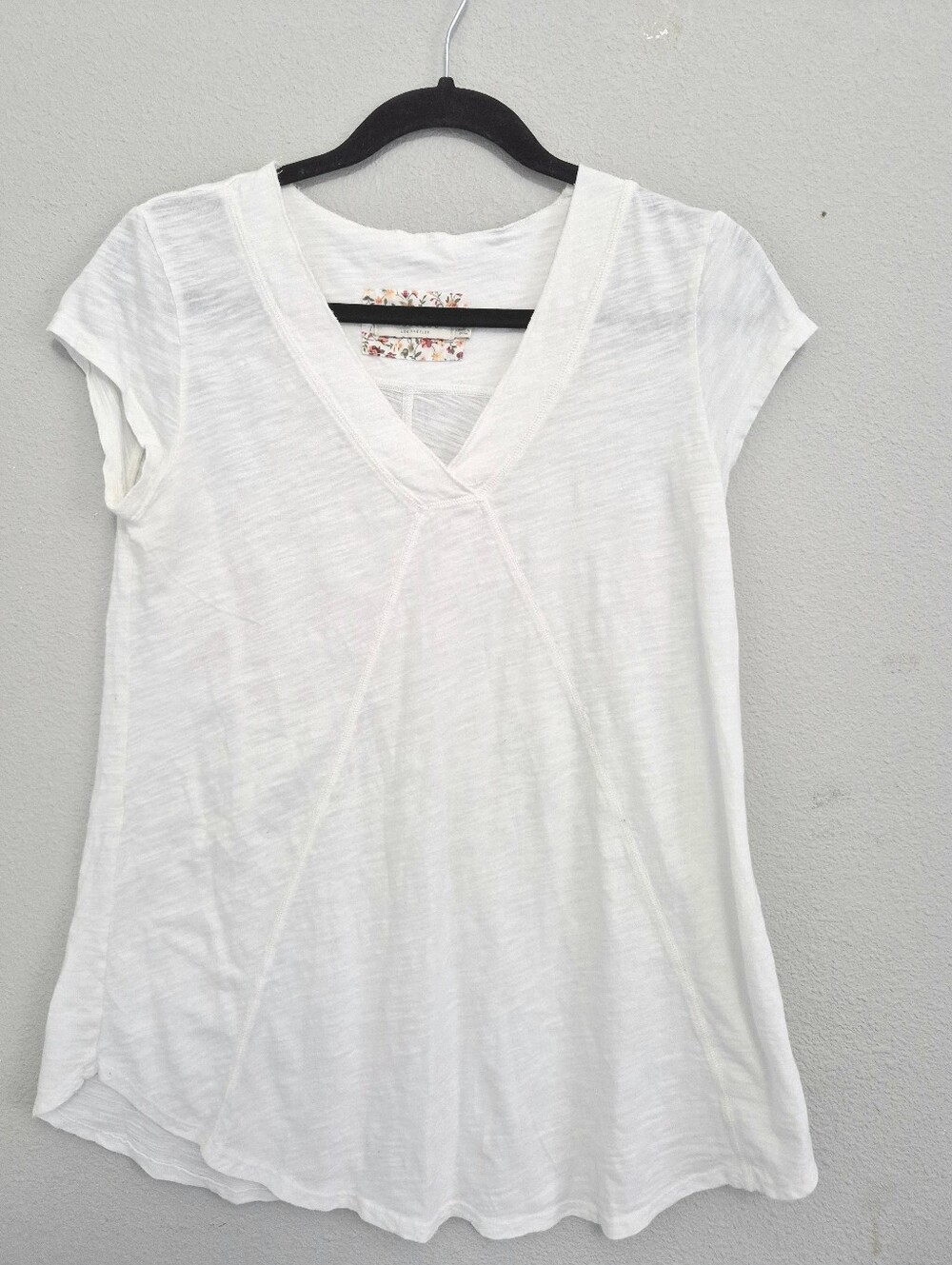 Mododoc Slub Cotton A-Line Curved Hem Tunic Tee White Small Minimalist Basics